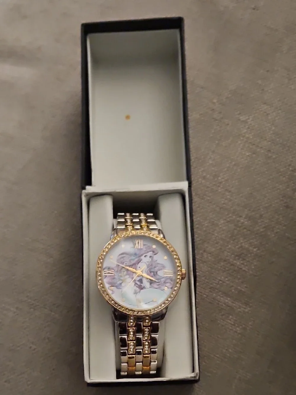 Disney Ariel Two-Tone Gold and Silver Bracelet Watch with Crystal Accents